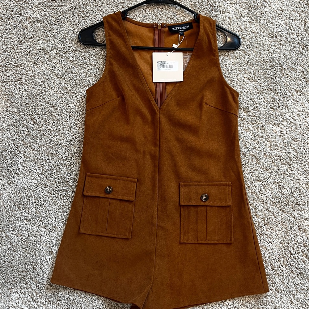Kittenish Rust Sleeveless Romper